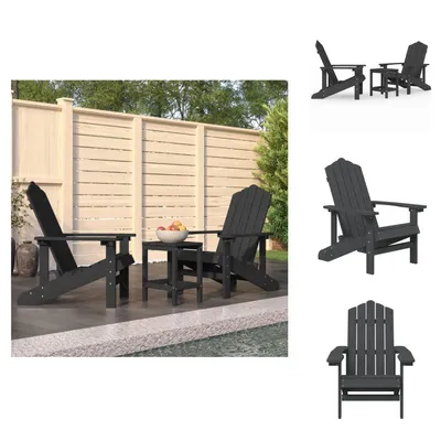 Produktbild von vidaXL Adirondack-Gartenstühle mit Tisch HDPE Anthrazit -  Gartenstühle