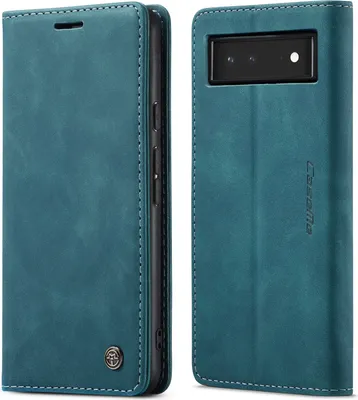Immagine prodotto di Custodia per Google Pixel 6, Custodia retrò in Finto cuoio con funzione stand per Google Pixel 6 Blu