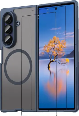 Produktbild von 2in1 Schutz Cover Set für das Samsung Galaxy Z Fold 7 besteht aus 2x 9H Glas Folie Display Schutzfolie und 1x MagSafe Case Schutzhülle - Hülle in Blau