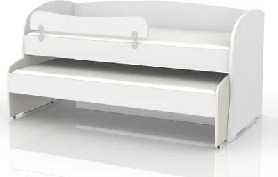 Produktbild von Kinderbett / Jugendbett Benjamin 02 inkl. 2. Liegeplatz, Farbe: Weiß / Creme - Liegefläche: 90 x 200 cm (B x L)