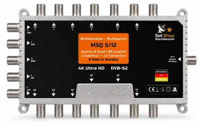 Produktbild von MSQ 5/12 SAT-Multischalter – Quad & Quattro LNB tauglich - 12 Teilnehmer an einem Satelliten - 0 Watt im Standby ohne Stromnetzteil
