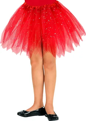 Produktbild von Glitzer Tütü Petticoat für Kinder | 30cm Farbe: Rot