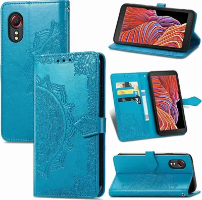 Produktbild von König Design Hülle kompatibel mit Samsung Galaxy Xcover 5 / 5s Kunstleder Handyhülle - Handy Case Blau
