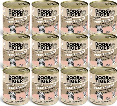Zdjęcie produktu dla Dogs'n Tiger Adult karma dla psów, Sunday hunter, mokra karma dla psów, dziczyzna, drób, gruszka, proso & marchew, 12x800g