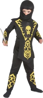 Produktbild von Ninja Kinderkostüm gelb L 10-12 Jahre (130-140 cm)