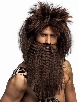 Image de Perruque et barbe d'homme des cavernes, marron - taille unique