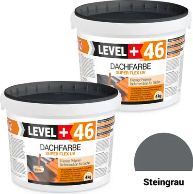 Produktbild von Dachfarbe elastische Sockelfarbe Dachlack UV-beständig Super Flex 8Kg Steingrau LEVEL+ RM46