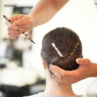 Produktbild von Acetat-Haarstäbe, 9 Stück, Vintage-Haarnadeln mit Schildpattmuster, Haarstäbchen und Haargabel für einen French Twist für Frauen