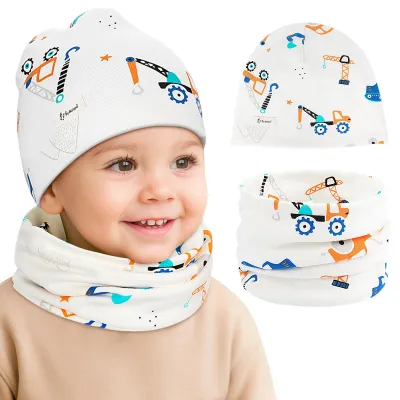 Produktbild von Mütze und Schal-Set für Kinder - Warm, Elastisch, Baumwolle - Größe S, M, L