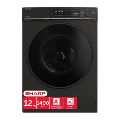 Produktbild von SHARP ES-WNFB214CMDA-DE Waschmaschine, 12 kg, Energieklasse A, 1400 U/min, Inverter Motor, AquaStop, WiFi App-Steuerung, Dampf-Funktion, Schnellwaschgang, Schwarz Matt