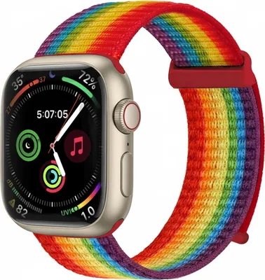 Produktbild von Smartwatch Armband für Apple Watch Series 1 42mm Nylon Textil Band Ersatzband Wechselband Klettverschluss flexibel atmungsaktiv Regenbogenfarben