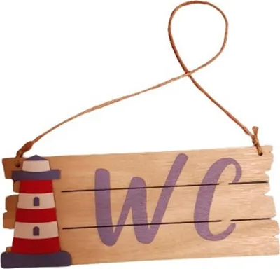 Produktbild von WC Holzschild mit Leuchtturm