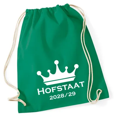 Produktbild von Huuraa Turnbeutel Hofstaat 2028/29 Krone Schützenfest 12 Liter Kelly Green Baumwolle Rucksack Geschenkidee