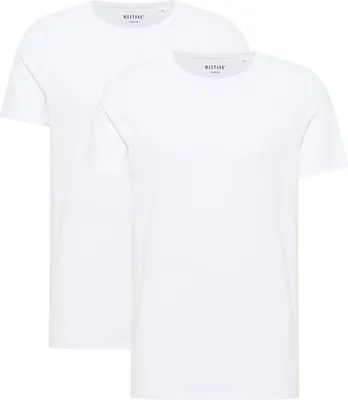 Produktbild von Mustang - Herren Doppelpack Shirt mit O-Ausschnitt, (1014663), Größe:6XL, Farbe:general white (2045)
