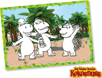 Produktbild von 8 Kleiner Drache Kokosnuss Tischsets zum Ausmalen
