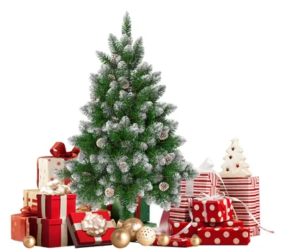 Immagine prodotto di Albero di Natale artificiale QEENTOE, 120 cm, abete decorato con punte bianche, aghi di pino in PVC, abete artificiale con supporto, colore verde, effetto neve
