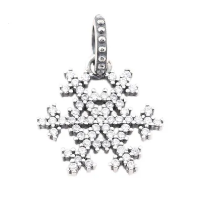 Produktbild von PANDACHARMS Glitzernde Schneeflocke Charm Anhänger, 925er Sterling Silber, passt zu Pandora
