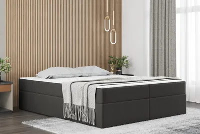 Produktbild von Kaiser Möbel Boxspringbett mit bettkasten matratze topper Ruben, viele Farben viele Größen Dunkelgrau 120x200 cm H2-Pocket