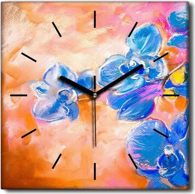 Produktbild von Coloray Uhr auf Leinwand 30x30 cm Wand Uhr Dekoration Wohnzimmer Segeltuch schwarze Hände -Orchidee Blume Nature.