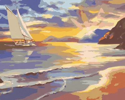 Produktbild von Zuty - Malen nach Zahlen - SEGELSCHIFF, DAS AN DIE KÜSTE SEGELT (D. RUSTY RUST), 40x50 cm, mit Keilrahmen (bereits gespannt)