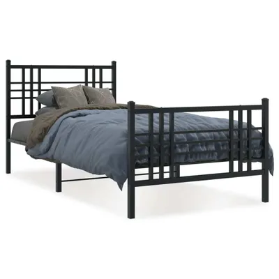 Produktbild von vidaXL Bettgestell mit Kopf- und Fußteil Metall Schwarz 90x190 cm