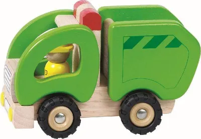 Produktbild von Goki Holz Müllwagen - Spielzeugauto mit Gummireifen