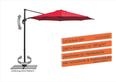 Produktbild von Schneider Ampelschirm Rhodos Junior rot Ø 300 cm