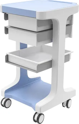 Immagine prodotto di Carrello di servizio mobile - Carrello con ruote per il salone - 3 ripiani - 2 cassetti - Plastica - Capacità di carico: 50 kg - Con ruote - Blu