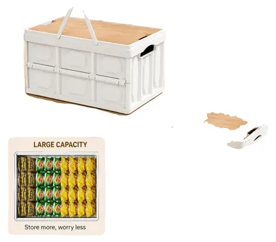 Imagen del producto de Caja de almacenamiento, plástico duradero, diseño plegable, color blanco
