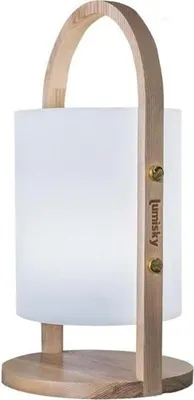 Produktbild von LED Laterne, LUMISKY Woody, Weiß, Skandinavisches Design, Naturholzgriff, 10h Autonomie