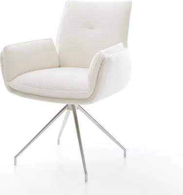 Produktbild von DELIFE Esszimmerstuhl Nela-Flex Bouclé Soft Beige Kreuzgestell konisch Edelstahl