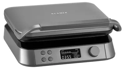 Produktbild von KLAMER Waffeleisen belgische Waffel, Waffeleisen doppelt mit 7 Stufen und 5 Programmen, Platten mit Antihaftbeschichtung, 1600W, grau