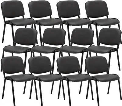Produktbild von CLP 12er Set Besucherstuhl Ken Kunstleder mit robustem Metallgestell und gepolsterter Rückenlehne grau