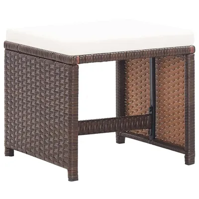 Image de vidaXL Tabouret de jardin 4 pièces avec coussins Poly rotin brun