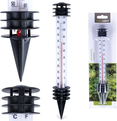 Produktbild von Gartenthermometer Außenthermometer Stabthermometer mit Erdspieß weiß 23 cm