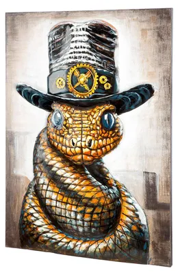 Image de GILDE, tableau mural "Serpent au caractère affirmé", métal, 50x70 cm