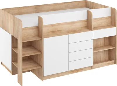 Produktbild von Posteľ s písacím stolom Smile L (ľavá) 90x200 cm Detský nábytok Spálňové zostavy Loftová posteľ Poschodová posteľ Sonoma Dub / Biela