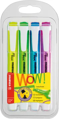 Produktbild von Textmarker - STABILO swing cool - 4er Pack - gelb, grün, blau, pink