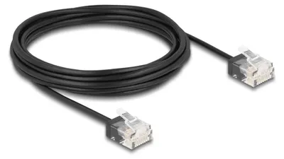 Obrázek produktu pro DeLOCK Síťový kabel RJ45, Cat.6, UTP, ultra tenký, 5 m, černý, 5 m, Cat6, U/UTP (UTP), RJ-45, RJ-45, Černá
