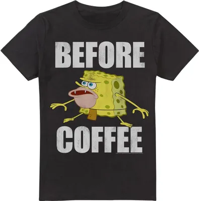 Produktbild von SpongeBob SquarePants - "Before Coffee Meme" T-Shirt für Herren TV6676 (M) (Schwarz)