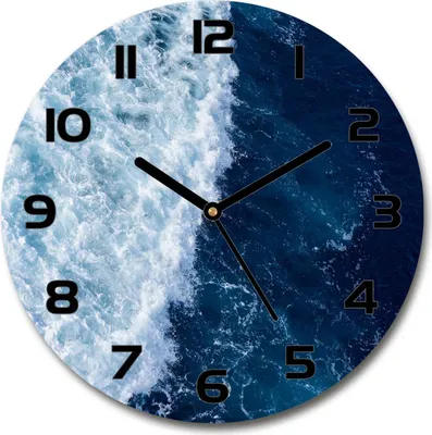 Produktbild von Wanduhr aus Glas 30fi Glasbild Glasuhr Gehärtetes Glas - schwarze-zeiger - Sea waves