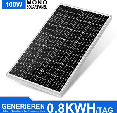 Produktbild von 100W Solarpanel 12V Monokristallines 100 Watt Solarmodul für Wohnwagen Haushalt