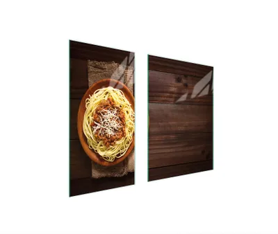 Produktbild von Herdabdeckplatten 2 teilig 75x52 Glaskeramikkochfeld Abdeckung Glas Schneidebrett Essen Holz