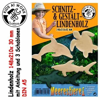 Produktbild von Schnitzholz Meerestiere 1, groß