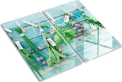 Produktbild von Glasplatte zum Schutz der Kochfläche – Abdeckung für die Kochplatte – Abdeckung für die Induktionskochplatte – 2 Stück, 30x52 cm – Einfache Reinigung – Gehärtetes Glas – Hängeampeln