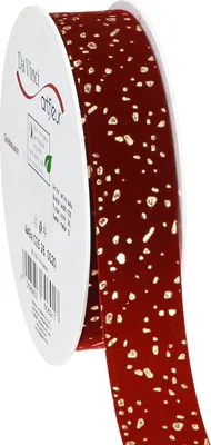 Produktbild von Deko Band Seidenband Rot Gold 15mm 20m Geschenkband Weihnachten
