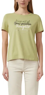 Produktbild von s.Oliver Damen T-Shirt – Regular Fit, Frontprint, Rundhalsausschnitt – Größe 44, Grün