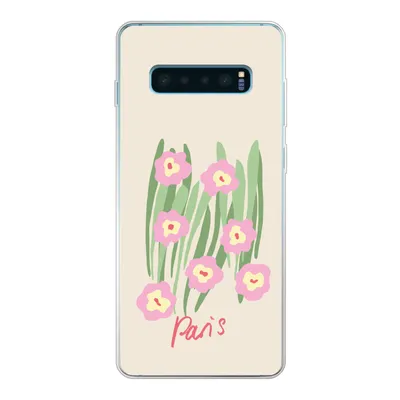 Produktbild von MuchoWow® Handyhülle Schutzhülle Hülle für Samsung Galaxy S10 Plus Blume - Rosa - Gras Silikon Softcase Handy Hülle - Schutzhülle