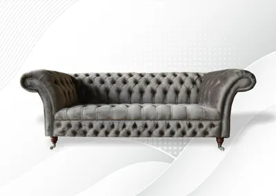Produktbild von Chesterfield 3 Sitzer Textil Sofa Grau Modern Design Couchen Sofas xxl big Möbel