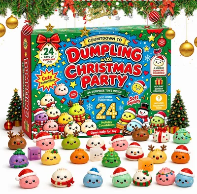 Produktbild von Squishy Adventskalender,Dumpling Weihnachtskalender für 24 Tage,Kinder Spielzeug Countdown-Kalender TPR mit Fidget Spielzeug,Sammelfiguren